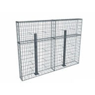 Kit gabion 2m de longueur, 150cm (H) x 20cm (L), pour clôture, assemblage spirales, mailles 5 x 10 cm, avec poteaux raidisseurs à visser