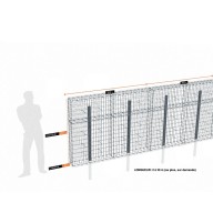 Kit gabion 12 m de longueur, 150cm (H) x 20cm (L), pour clôture, assemblage agrafes, mailles 5 x 10 cm, avec poteaux raidisseurs à sceller
