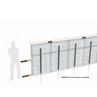 Kit gabion 12 m de longueur,  150cm (H) x 20cm (L), pour clôture, assemblage agrafes, mailles 5 x 10 cm, avec poteaux raidisseurs à sceller
