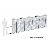 Kit gabion 14 m de longueur, 150cm (H) x 20cm (L), pour clôture, assemblage agrafes, mailles 5 x 10 cm, avec poteaux raidisseurs à visser
