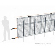 Kit gabion 22 m de longueur, 150cm (H) x 20cm (L), pour clôture, assemblage spirales, mailles 5 x 10 cm, avec poteaux raidisseurs à sceller