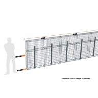 Kit gabion 4 m de longueur, 150cm (H) x 20cm (L), pour clôture, assemblage spirales, mailles 5 x 10 cm, avec poteaux raidisseurs à visser