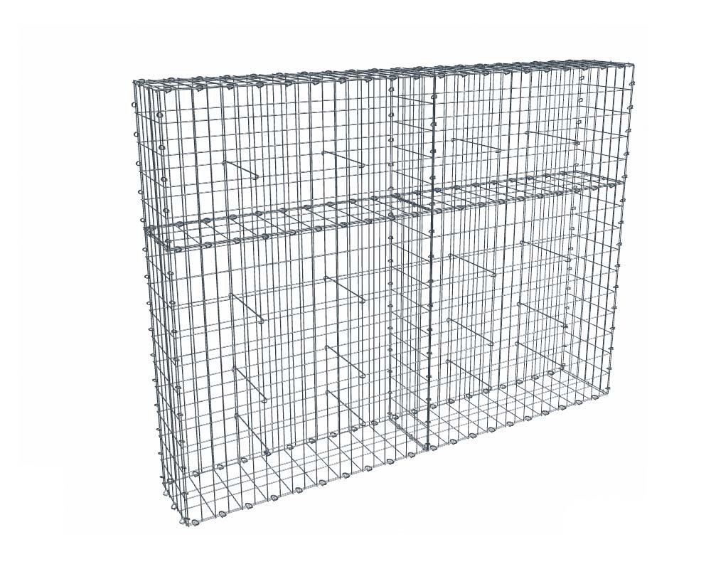 Kit gabion 2m de longueur, 150cm (H) x 30cm (L), pour clôture, assemblage agrafes, mailles 5 x 10 cm, grilles non visibles mailles 10 x 10 cm