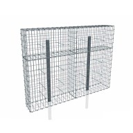 Kit gabion 2m de longueur, 150cm (H) x 30cm (L), pour clôture, assemblage agrafes, mailles 5 x 10 cm, avec poteaux raidisseurs à visser