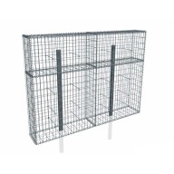 Kit gabion 2m de longueur, 150cm (H) x 30cm (L), pour clôture, assemblage spirales, mailles 5 x 10 cm, avec poteaux raidisseurs à visser