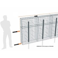 Kit gabion 14 m de longueur, 150cm (H) x 30cm (L), pour clôture, assemblage agrafes, mailles 5 x 10 cm, avec poteaux raidisseurs à visser