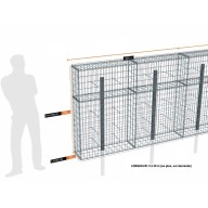 Kit gabion 4 m de longueur, 150cm (H) x 30cm (L), pour clôture, assemblage spirales, mailles 5 x 10 cm, avec poteaux raidisseurs à visser