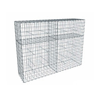 Kit gabion 2m de longueur,  150cm (H) x 50cm (L), pour clôture, assemblage agrafes, mailles 5 x 10 cm, grilles non visibles mailles 10 x 10 cm