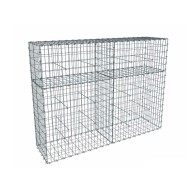 Kit gabion 2m de longueur, 150cm (H) x 50cm (L), pour clôture, assemblage agrafes, mailles 5 x 10 cm, grilles non visibles mailles 10 x 10 cm
