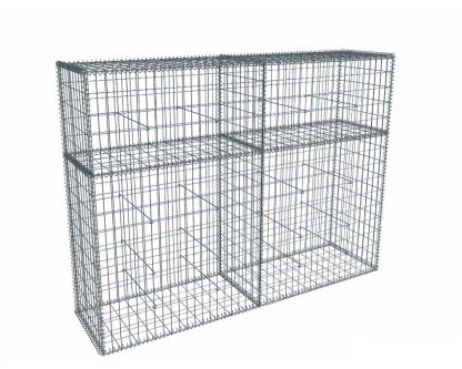 Vignette Kit gabion 2m de longueur, 150cm (H) x 50cm (L), pour clôture, assemblage spirales, mailles 5 x 10 cm, grilles non visibles mailles 10 x 10 cm