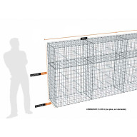 Kit gabion 18 m de longueur,  150cm (H) x 50cm (L), pour clôture, assemblage agrafes, mailles 5 x 10 cm, grilles non visibles mailles 10 x 10 cm