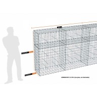 Kit gabion 18 m de longueur, 150cm (H) x 50cm (L), pour clôture, assemblage agrafes, mailles 5 x 10 cm, grilles non visibles mailles 10 x 10 cm