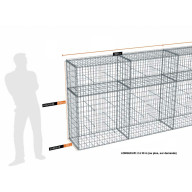 Kit gabion 8 m de longueur,  150cm (H) x 50cm (L), pour clôture, assemblage spirales, mailles 5 x 10 cm, grilles non visibles mailles 10 x 10 cm