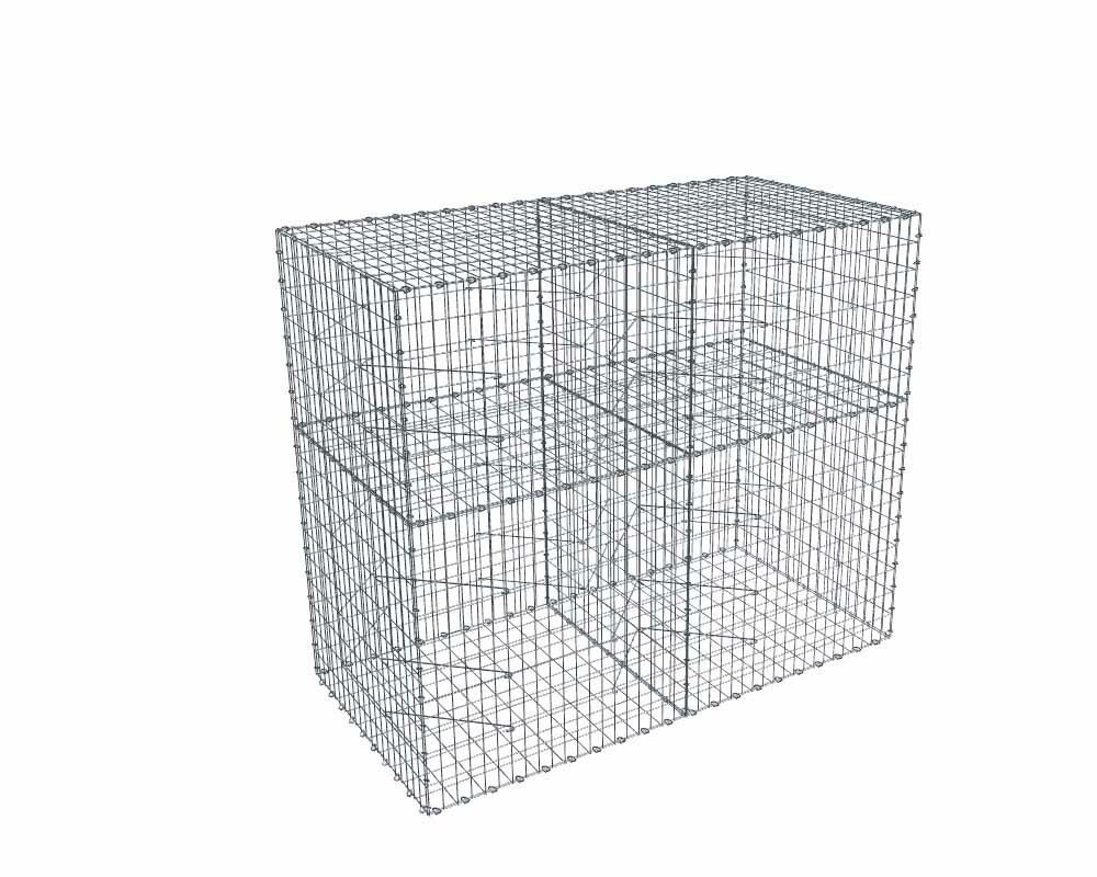Kit gabion 2m de longueur, 170cm (H) x 100cm (L), pour clôture, assemblage agrafes, mailles 5 x 10 cm, grilles non visibles mailles 10 x 10 cm