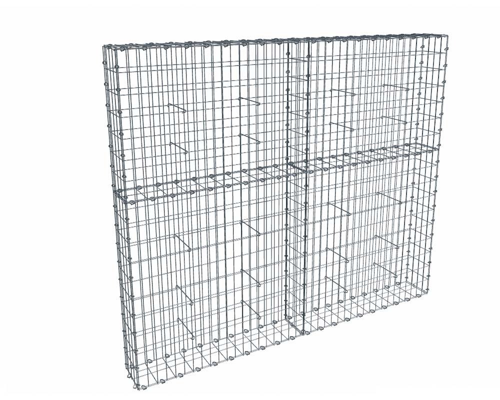 Kit gabion 2m de longueur, 170cm (H) x 20cm (L), pour clôture, assemblage agrafes, mailles 5 x 10 cm, grilles non visibles mailles 10 x 10 cm