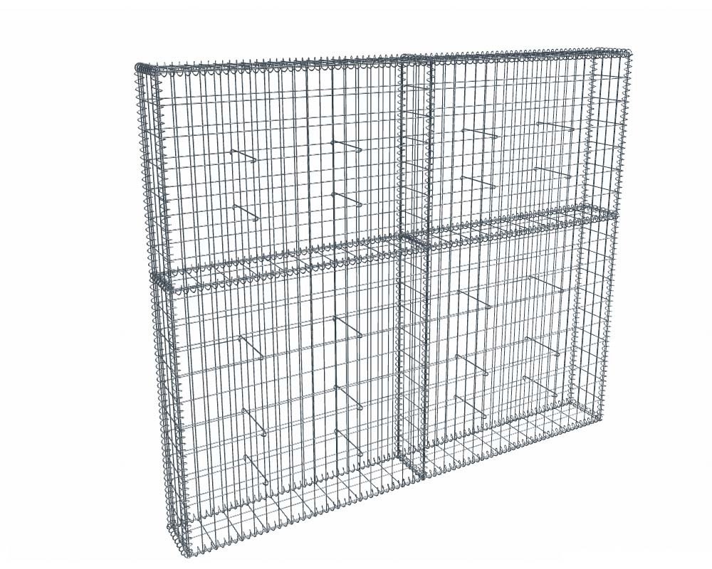 Kit gabion 2m de longueur, 170cm (H) x 20cm (L), pour clôture, assemblage spirales, mailles 5 x 10 cm, grilles non visibles mailles 10 x 10 cm