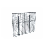 Kit gabion 2m de longueur, 170cm (H) x 20cm (L), pour clôture, assemblage spirales, mailles 5 x 10 cm, avec poteaux raidisseurs à visser