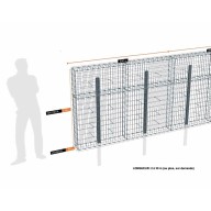 Kit gabion 12 m de longueur, 170cm (H) x 20cm (L), pour clôture, assemblage agrafes, mailles 5 x 10 cm, avec poteaux raidisseurs à sceller