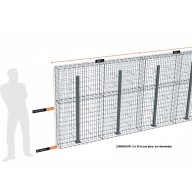 Kit gabion 14 m de longueur, 170cm (H) x 20cm (L), pour clôture, assemblage agrafes, mailles 5 x 10 cm, avec poteaux raidisseurs à visser