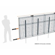Kit gabion 22 m de longueur, 170cm (H) x 20cm (L), pour clôture, assemblage spirales, mailles 5 x 10 cm, avec poteaux raidisseurs à sceller