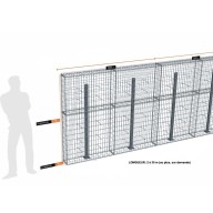 Kit gabion 30 m de longueur, 170cm (H) x 20cm (L), pour clôture, assemblage spirales, mailles 5 x 10 cm, avec poteaux raidisseurs à visser