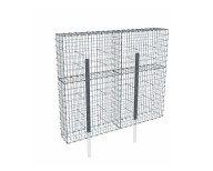 Kit gabion 2m de longueur,  170cm (H) x 30cm (L), pour clôture, assemblage agrafes, mailles 5 x 10 cm, avec poteaux raidisseurs à sceller