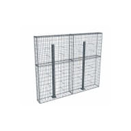 Kit gabion 2m de longueur, 170cm (H) x 30cm (L), pour clôture, assemblage spirales, mailles 5 x 10 cm, avec poteaux raidisseurs à visser