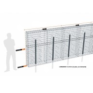 Kit gabion 28 m de longueur, 170cm (H) x 30cm (L), pour clôture, assemblage agrafes, mailles 5 x 10 cm, avec poteaux raidisseurs à sceller