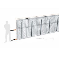 Kit gabion 30 m de longueur, 170cm (H) x 30cm (L), pour clôture, assemblage agrafes, mailles 5 x 10 cm, avec poteaux raidisseurs à visser