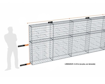 Vignette Kit gabion 10 m de longueur, 170cm (H) x 30cm (L), pour clôture, assemblage spirales, mailles 5 x 10 cm, grilles non visibles mailles 10 x 10 cm