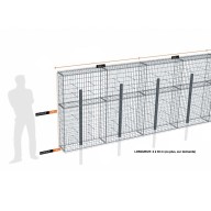 Kit gabion 18 m de longueur, 170cm (H) x 30cm (L), pour clôture, assemblage spirales, mailles 5 x 10 cm, avec poteaux raidisseurs à sceller