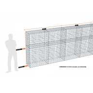 Kit gabion 8 m de longueur,  170cm (H) x 50cm (L), pour clôture, assemblage agrafes, mailles 5 x 10 cm, grilles non visibles mailles 10 x 10 cm