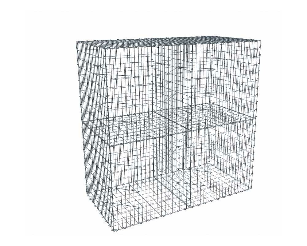 Kit gabion 2m de longueur, 200cm (H) x 100cm (L), pour clôture, assemblage spirales, mailles 5 x 10 cm, grilles non visibles mailles 10 x 10 cm