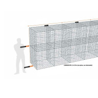 Kit gabion 28 m de longueur,  200cm (H) x 100cm (L), pour clôture, assemblage spirales, mailles 5 x 10 cm, grilles non visibles mailles 10 x 10 cm