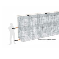 Kit gabion 30 m de longueur, 200cm (H) x 100cm (L), pour clôture, assemblage agrafes, mailles 5 x 10 cm, grilles non visibles mailles 10 x 10 cm