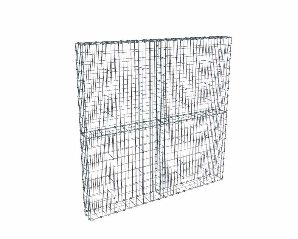 Kit gabion 2m de longueur, 200cm (H) x 20cm (L), pour clôture, assemblage agrafes, mailles 5 x 10 cm, grilles non visibles mailles 10 x 10 cm