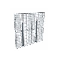 Kit gabion 2m de longueur, 200cm (H) x 20cm (L), pour clôture, assemblage agrafes, mailles 5 x 10 cm, avec poteaux raidisseurs à visser