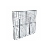 Kit gabion 2m de longueur, 200cm (H) x 20cm (L), pour clôture, assemblage spirales, mailles 5 x 10 cm, avec poteaux raidisseurs à visser