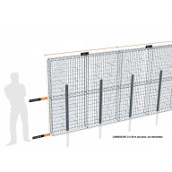 Kit gabion 16 m de longueur,  200cm (H) x 20cm (L), pour clôture, assemblage agrafes, mailles 5 x 10 cm, avec poteaux raidisseurs à sceller