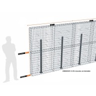 Kit gabion 14 m de longueur, 200cm (H) x 20cm (L), pour clôture, assemblage agrafes, mailles 5 x 10 cm, avec poteaux raidisseurs à visser