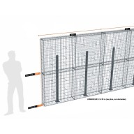 Kit gabion 24 m de longueur, 200cm (H) x 20cm (L), pour clôture, assemblage spirales, mailles 5 x 10 cm, avec poteaux raidisseurs à visser