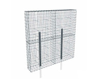 Kit gabion 2m de longueur,  200cm (H) x 30cm (L), pour clôture, assemblage agrafes, mailles 5 x 10 cm, avec poteaux raidisseurs à sceller