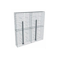 Kit gabion 2m de longueur, 200cm (H) x 30cm (L), pour clôture, assemblage agrafes, mailles 5 x 10 cm, avec poteaux raidisseurs à visser