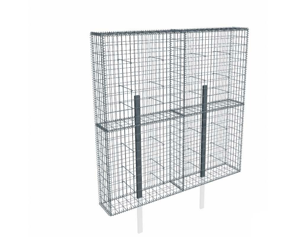 Kit gabion 2m de longueur, 200cm (H) x 30cm (L), pour clôture, assemblage spirales, mailles 5 x 10 cm, grilles non visibles mailles 10 x 10 cm