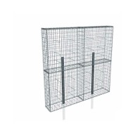 Kit gabion 2m de longueur,  200cm (H) x 30cm (L), pour clôture, assemblage spirales, mailles 5 x 10 cm, avec poteaux raidisseurs à sceller