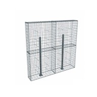 Kit gabion 2m de longueur, 200cm (H) x 30cm (L), pour clôture, assemblage spirales, mailles 5 x 10 cm, avec poteaux raidisseurs à visser