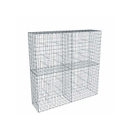 Kit gabion 2m de longueur,  200cm (H) x 50cm (L), pour clôture, assemblage agrafes, mailles 5 x 10 cm, grilles non visibles mailles 10 x 10 cm