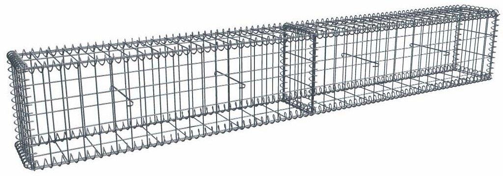 Kit gabion 2m de longueur, 30cm (H) x 20cm (L), pour clôture, assemblage spirales, mailles 5 x 10 cm, grilles non visibles mailles 10 x 10 cm