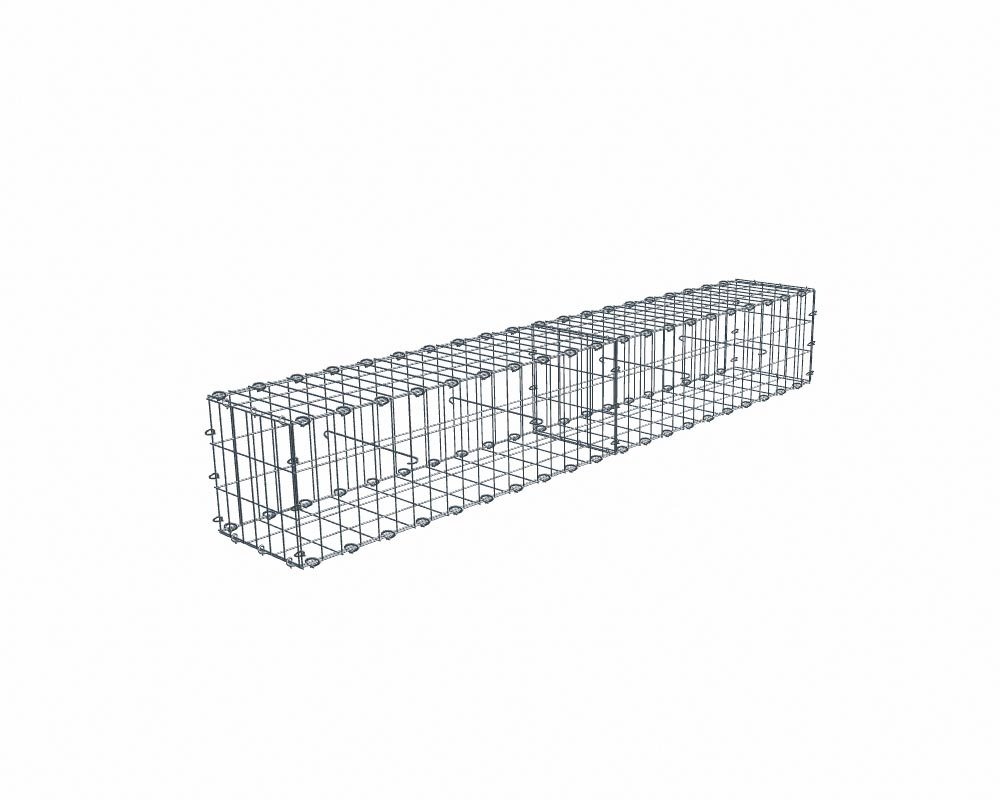 Kit gabion 2m de longueur, 30cm (H) x 30cm (L), pour clôture, assemblage agrafes, mailles 5 x 10 cm, grilles non visibles mailles 10 x 10 cm