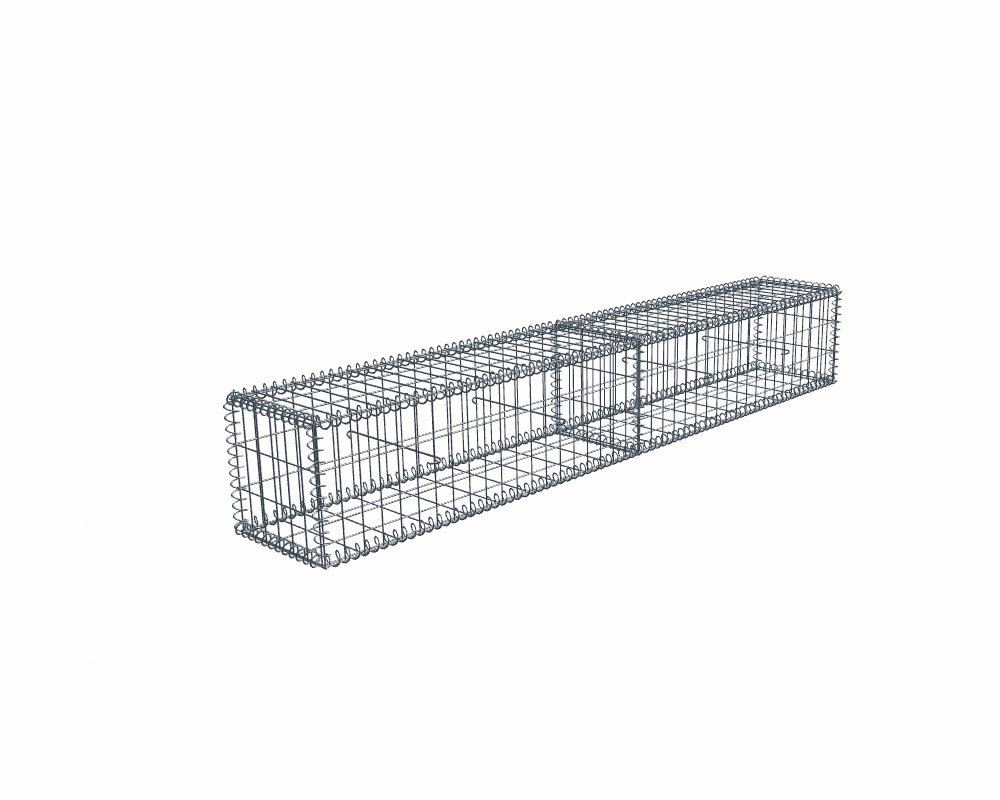 Kit gabion 2m de longueur, 30cm (H) x 30cm (L), pour clôture, assemblage spirales, mailles 5 x 10 cm, grilles non visibles mailles 10 x 10 cm